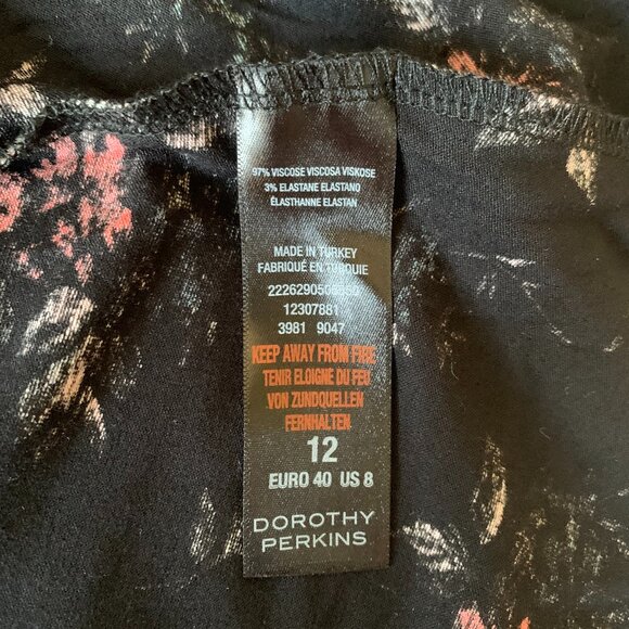 Billie & Blossom Short Sleeve Black Floral Dress Goth Dark Fairy Academia Boho - Picture 10 of 12